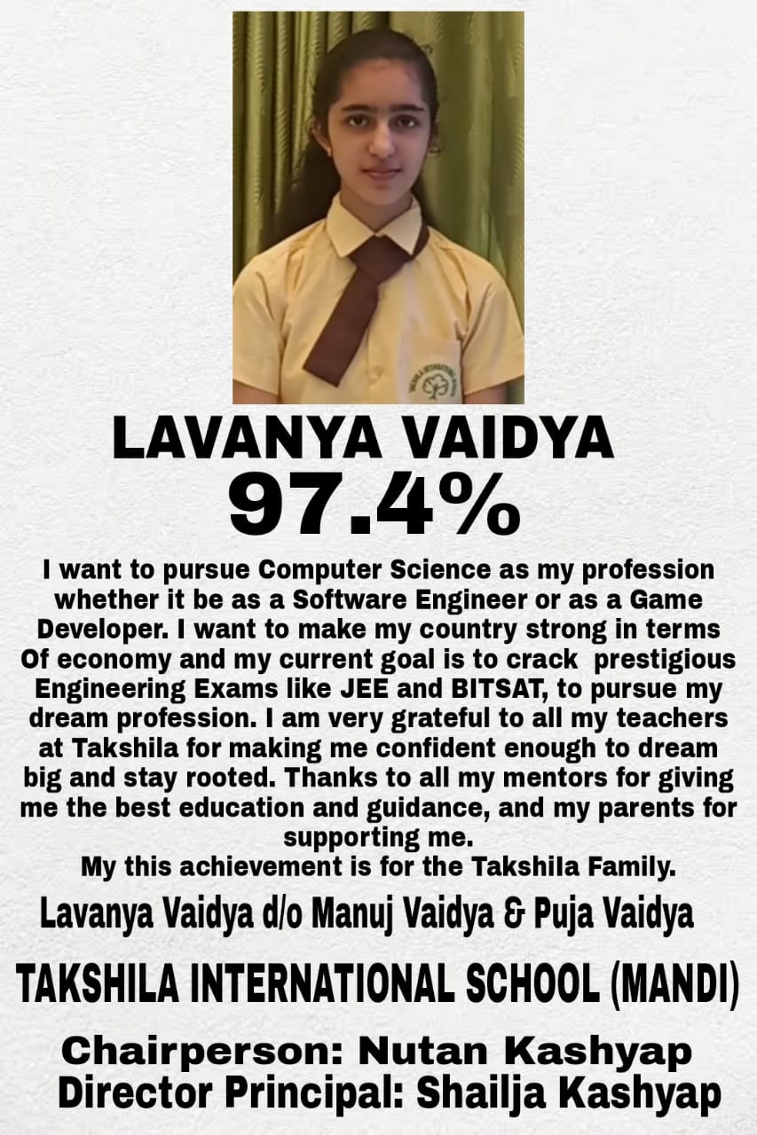 Lavanya Vaidya Class X, 2022 - 97.4%